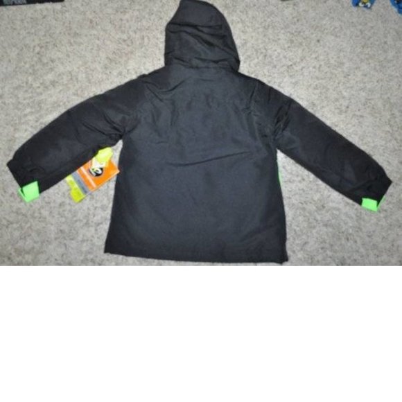 Boys All Weather Jacket 4/5 Black Green 4 in 1 Winter Spring Fall Athletech - Picture 4 of 15
